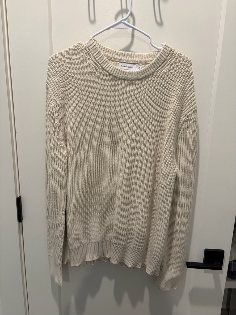 Calvin Klein Beige Ribbed Crewneck Sweater